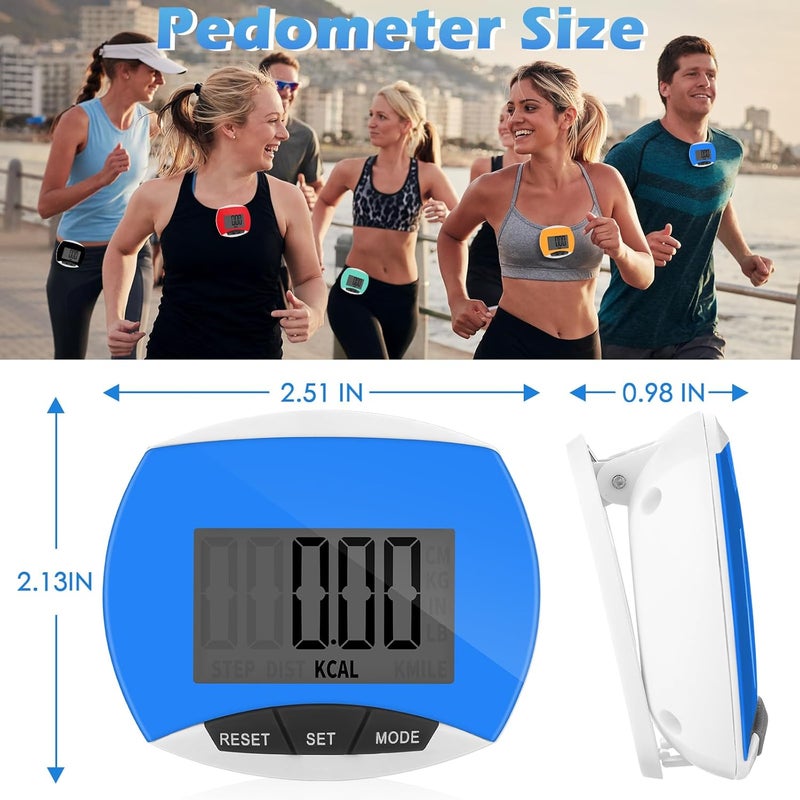 Copkim 9 Pcs Simple Pedometers Bulk for Walking Steps and Miles Walking Step Counters with Calories Burned Portable Clip Step Tracker for Seniors Man Women Jogging Hiking Running - Image 2